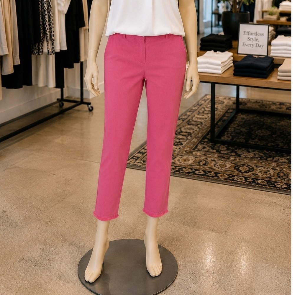 Sara Campbell Women Pants Pink Fringed Hem Cropped Capri M